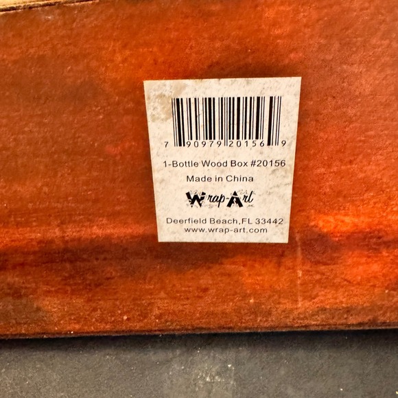 Wrap Art Single Bottle Wood Box World Map Design Decorative Treasure Chest Case - Picture 2 of 9